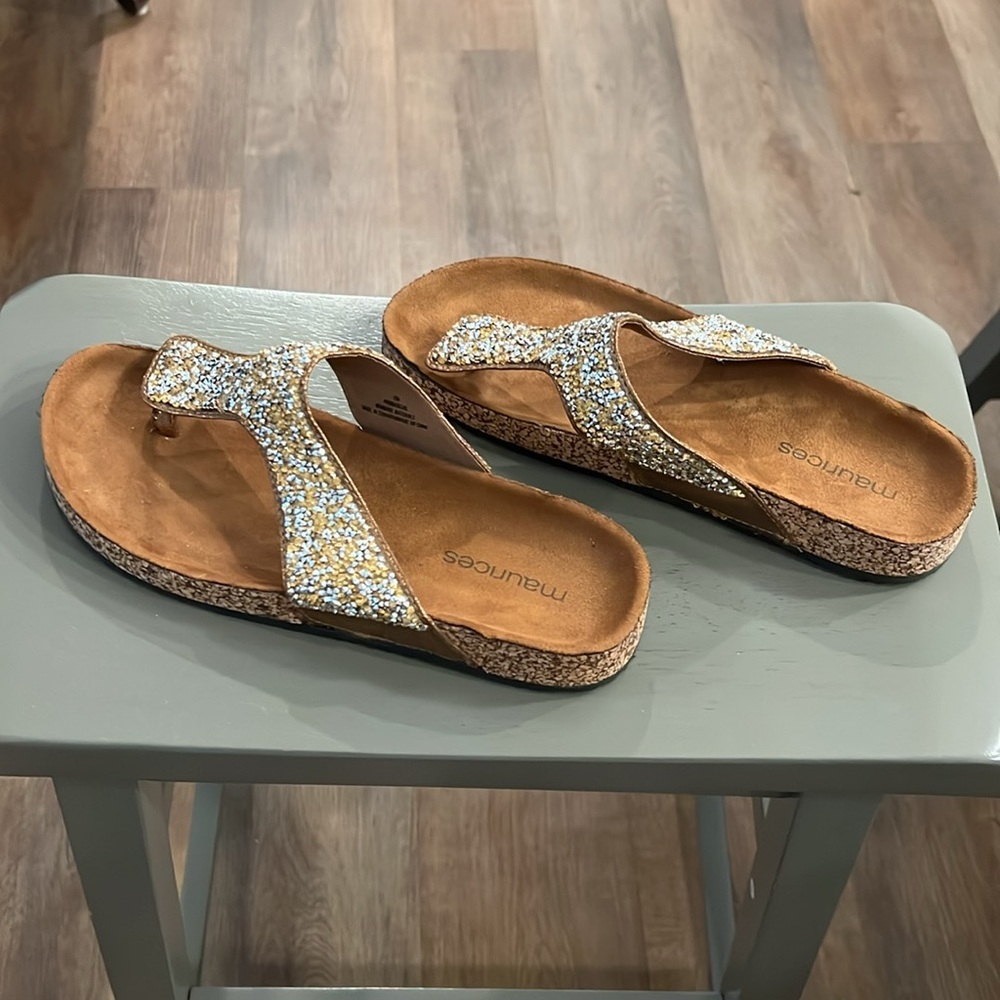 Maurices Sparkling Gold and Silver Women's Cork Sandals - Picture 4 of 7